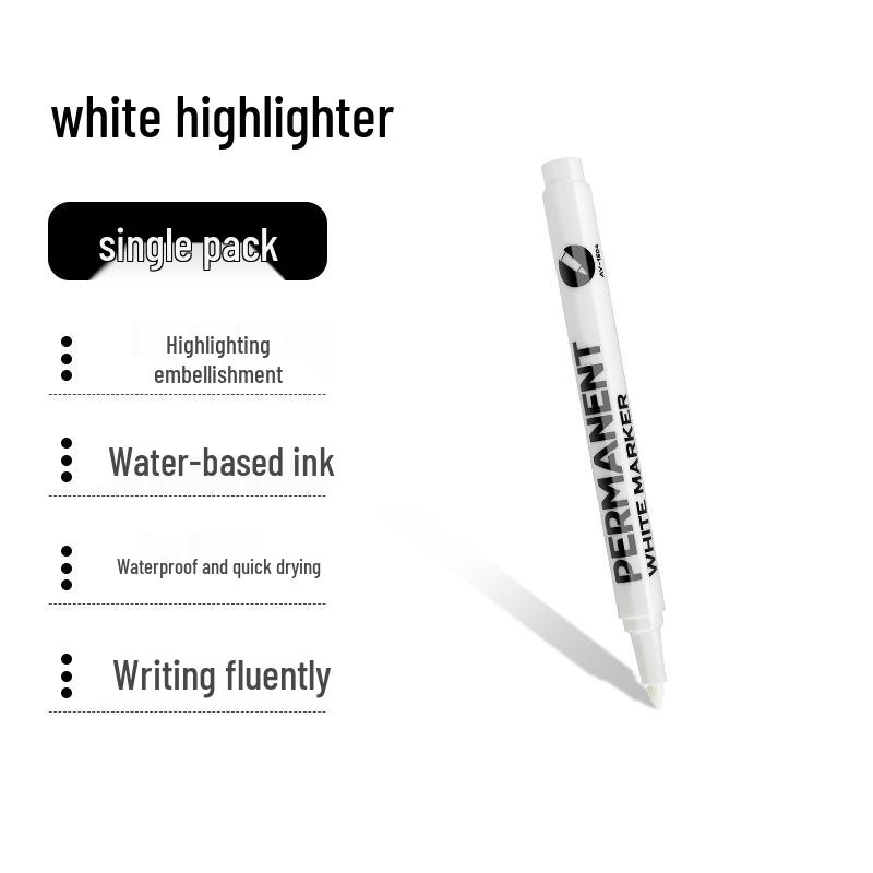 Waterproof Quick-Dry White Highlighter Pen: Fade-Resistant Art and Doodling Water-Based Liner.
Waterproof Quick-Dry White Highlighter Pen: Fade-Resistant Art and Doodling Water-Based Liner.