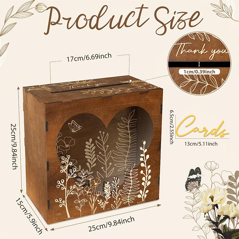 Creative Wooden Postcard Box: Wedding Banquet Guest Book/Card Storage & Assembly Box 27*27*3 cm
Creative Wooden Postcard Box: Wedding Banquet Guest Book/Card Storage & Assembly Box 27*27*3 cm
