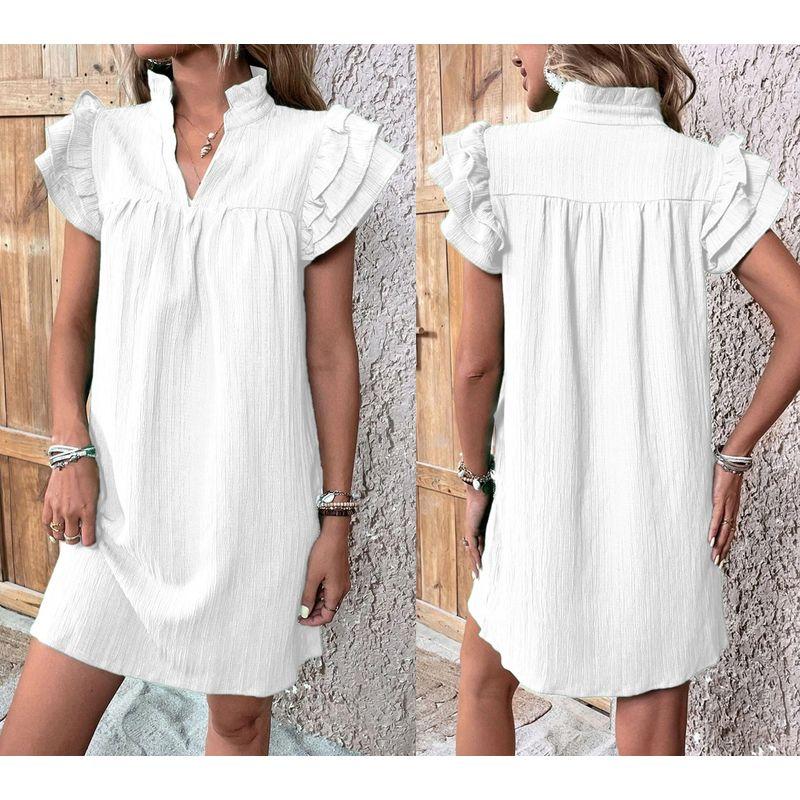 2025 Versatile Lotus Leaf Sleeve V-neck Pullover Dress White XL
2025 Versatile Lotus Leaf Sleeve V-neck Pullover Dress White XL