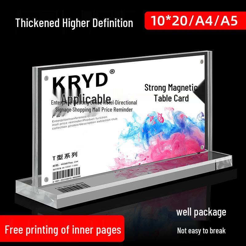 Double-Sided Acrylic Table Tent Stand with Strong Magnetic Closure for Displaying Menus and Ads 3 inch: 90x60mm
Double-Sided Acrylic Table Tent Stand with Strong Magnetic Closure for Displaying Menus and Ads 3 inch: 90x60mm