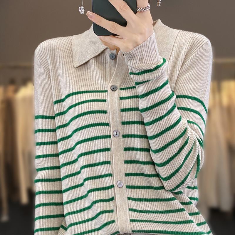 Women s Slimming Striped Polo Collar Knit Cardigan - Long Sleeve Sweater for Autumn/Winter 2023 Small
Women s Slimming Striped Polo Collar Knit Cardigan - Long Sleeve Sweater for Autumn/Winter 2023 Small