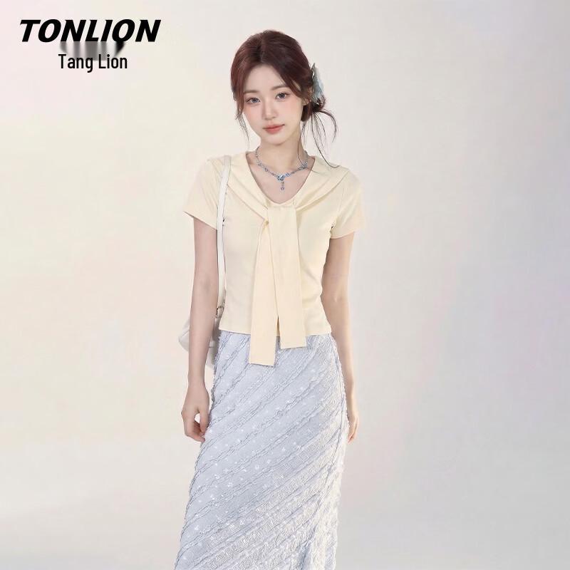 Женская футболка TonLion с коротким рукавом и французским воротником-матроской L
Женская футболка TonLion с коротким рукавом и французским воротником-матроской L