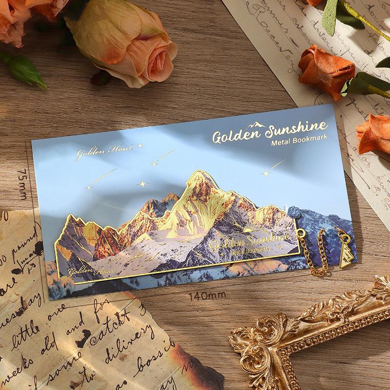 Mountain Metal Bookmark Golden Sunshine Luxury Gold Foil Reading Accessory Hollow Out Page Marker Teacher Gift Idea Bookish Clip
Mountain Metal Bookmark Golden Sunshine Luxury Gold Foil Reading Accessory Hollow Out Page Marker Teacher Gift Idea Bookish Clip