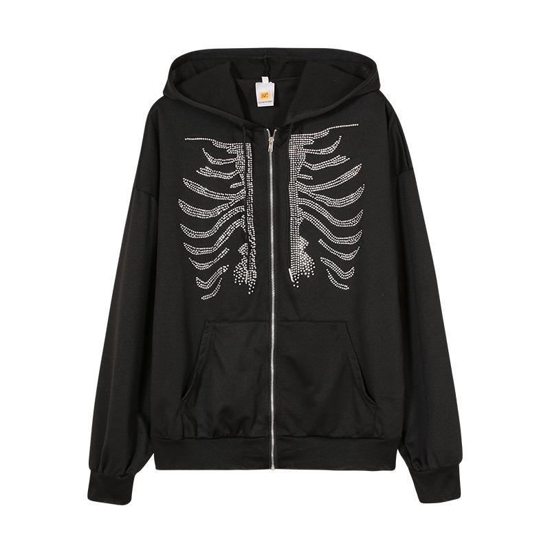 Trend Casual Solid Color Rhinestone Zipper Hooded Sweatshirt (2021) Small
Trend Casual Solid Color Rhinestone Zipper Hooded Sweatshirt (2021) Small