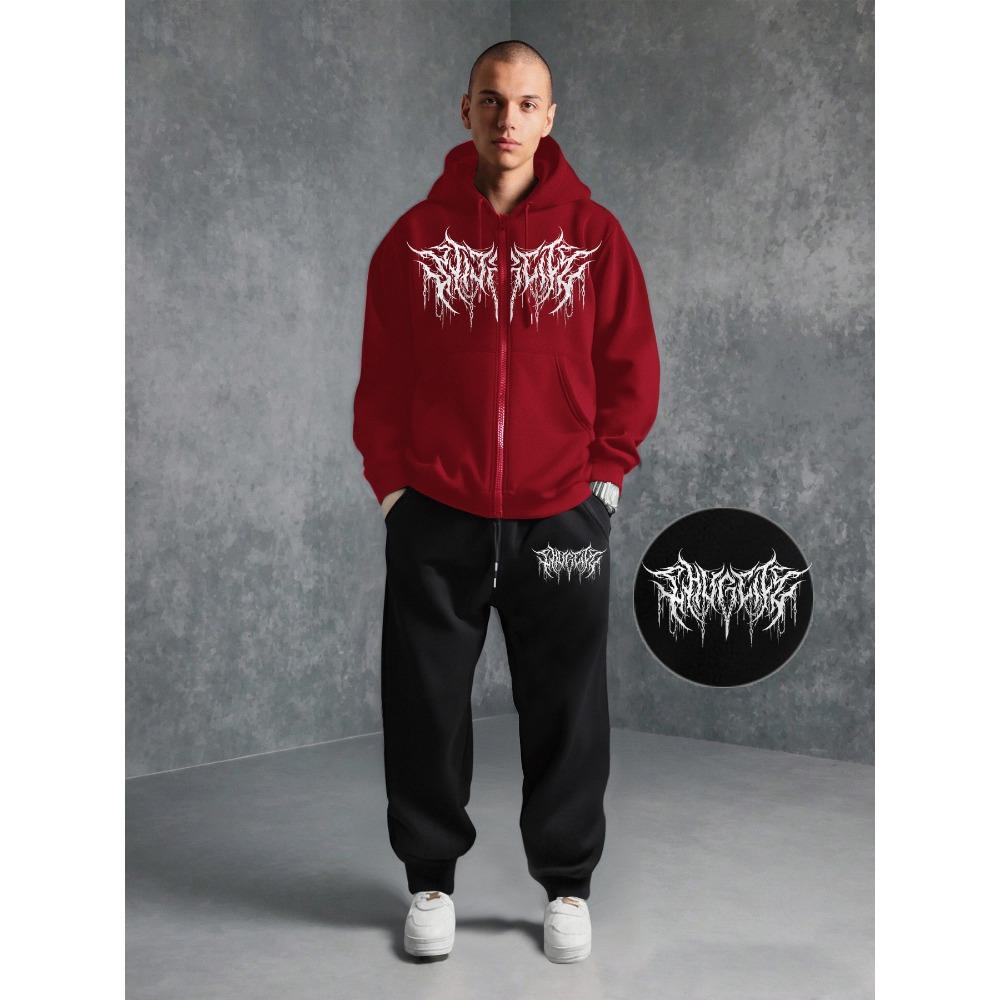 Men S Dark Style Print Zip Sleeve Hoodie And Casual Jogger Pants Set, a Trendy Street Style, a Must Have for Fashion Enthusiasts XXL червоний
Men S Dark Style Print Zip Sleeve Hoodie And Casual Jogger Pants Set, a Trendy Street Style, a Must Have for Fashion Enthusiasts XXL червоний