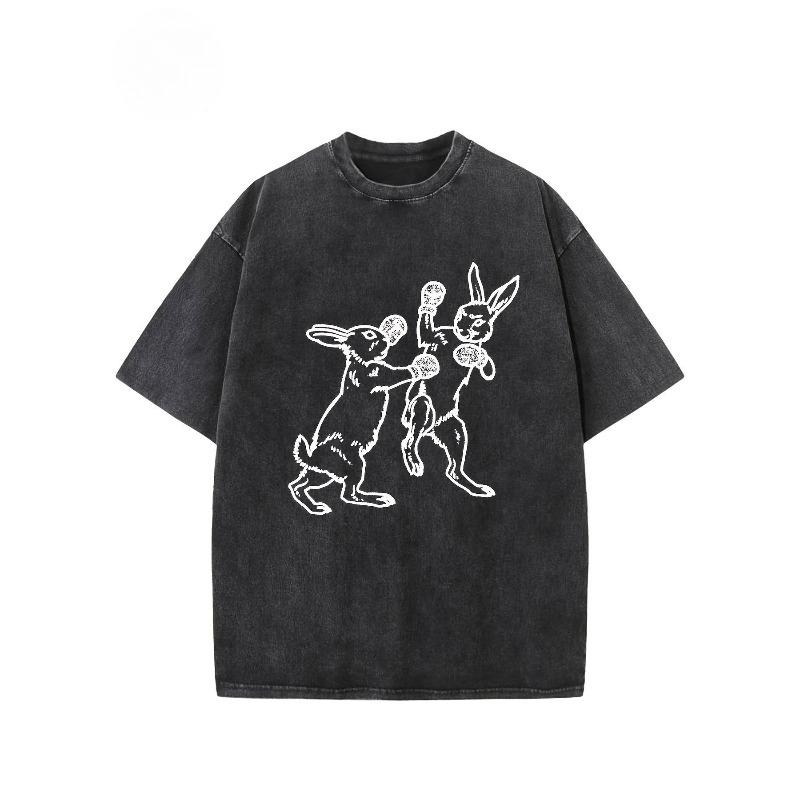 European sizes Men S Washed Crew Neck T-Shirt with Printed Rabbits for Everyday Events S чёрный
European sizes Men S Washed Crew Neck T-Shirt with Printed Rabbits for Everyday Events S чёрный
