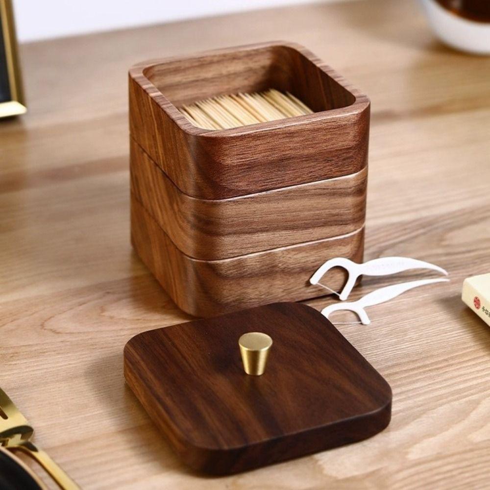 Walnut wood Cotton Swab Jar with Cover Dental Floss Box Practical Desktop Toothpick Box Daily Use 1 Layer
Walnut wood Cotton Swab Jar with Cover Dental Floss Box Practical Desktop Toothpick Box Daily Use 1 Layer