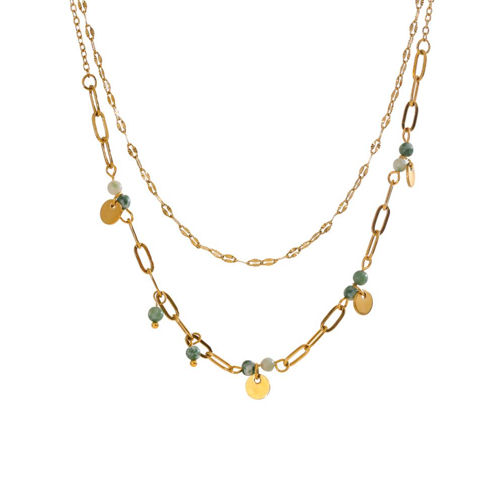 Yhpup Exquisite Stainless Steel Green Natural Stone Double-Layer Chain Stacking Necklace for Women High Quality Jewelry Gift
Yhpup Exquisite Stainless Steel Green Natural Stone Double-Layer Chain Stacking Necklace for Women High Quality Jewelry Gift