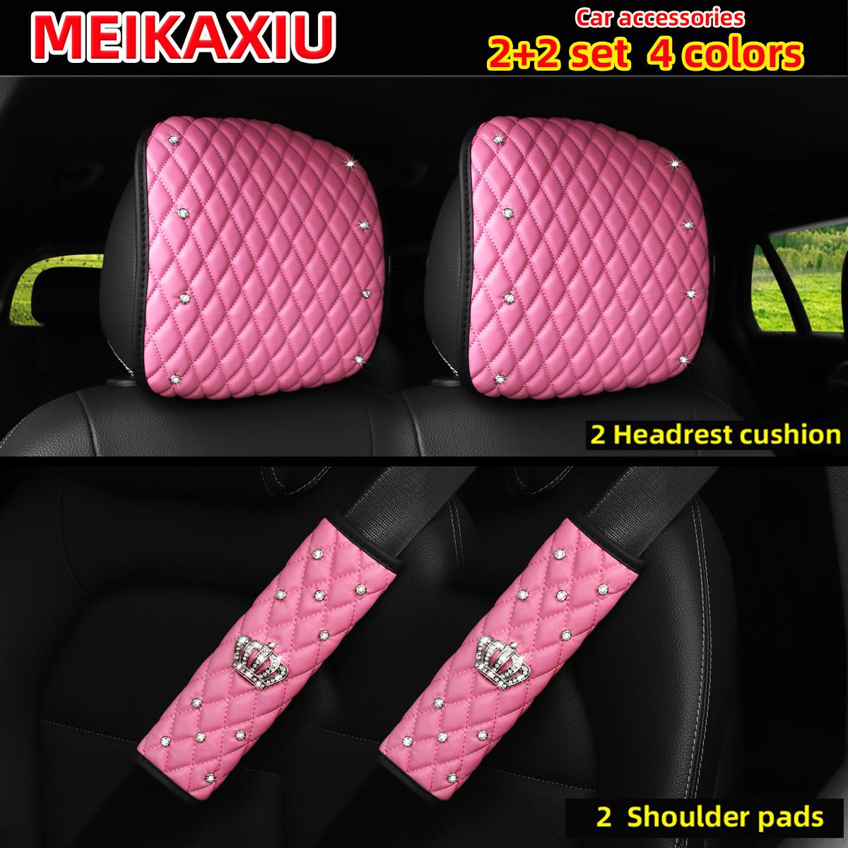 PU soft leather diamond flash 2 car headrest pads plus 2 shoulder cover seat belt decoration set fashion business car decoration рожевий
PU soft leather diamond flash 2 car headrest pads plus 2 shoulder cover seat belt decoration set fashion business car decoration рожевий