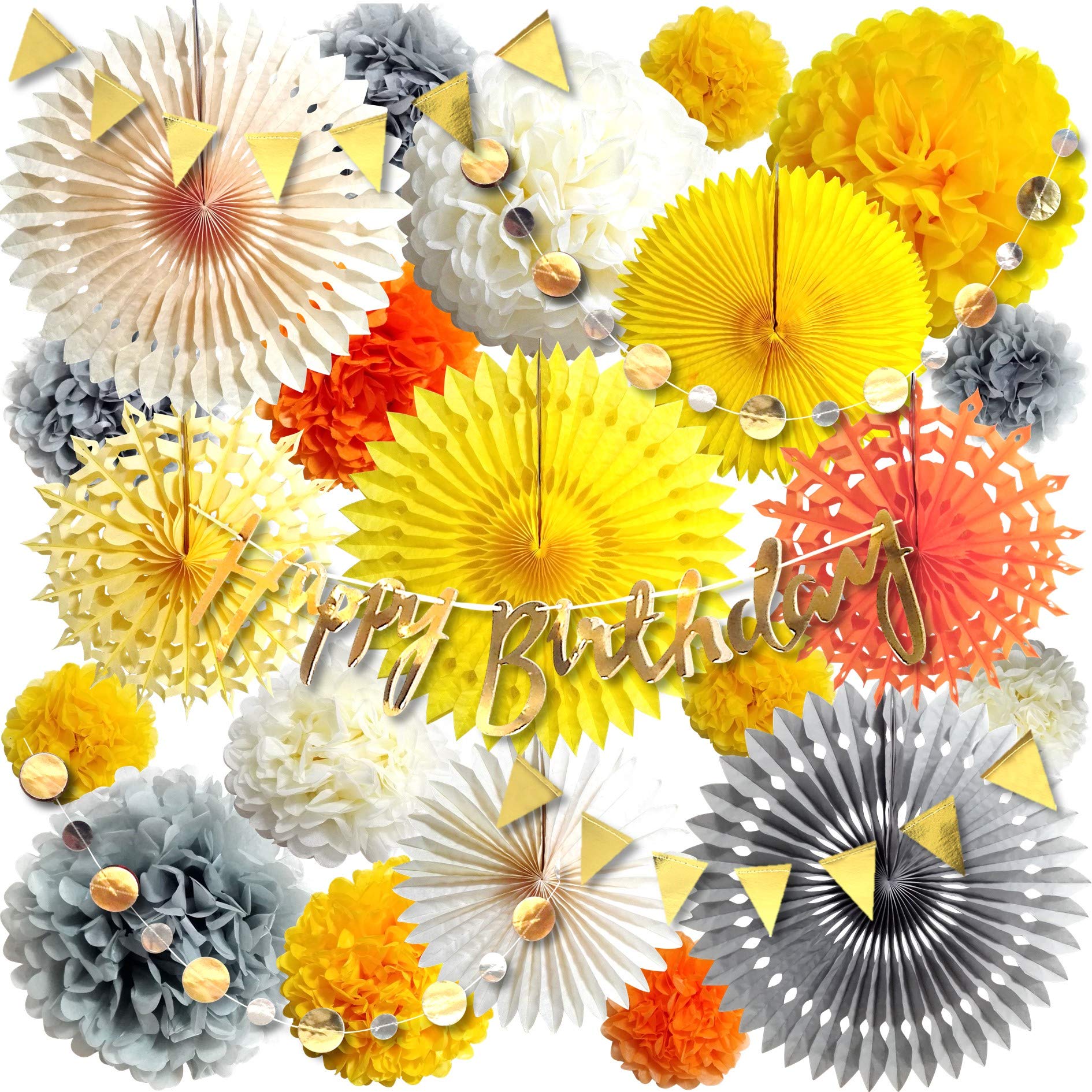 deerzon Birthday Decorations 24 Piece Set Paper Fan Paper Flower Garland (Yellow) жёлтый
deerzon Birthday Decorations 24 Piece Set Paper Fan Paper Flower Garland (Yellow) жёлтый