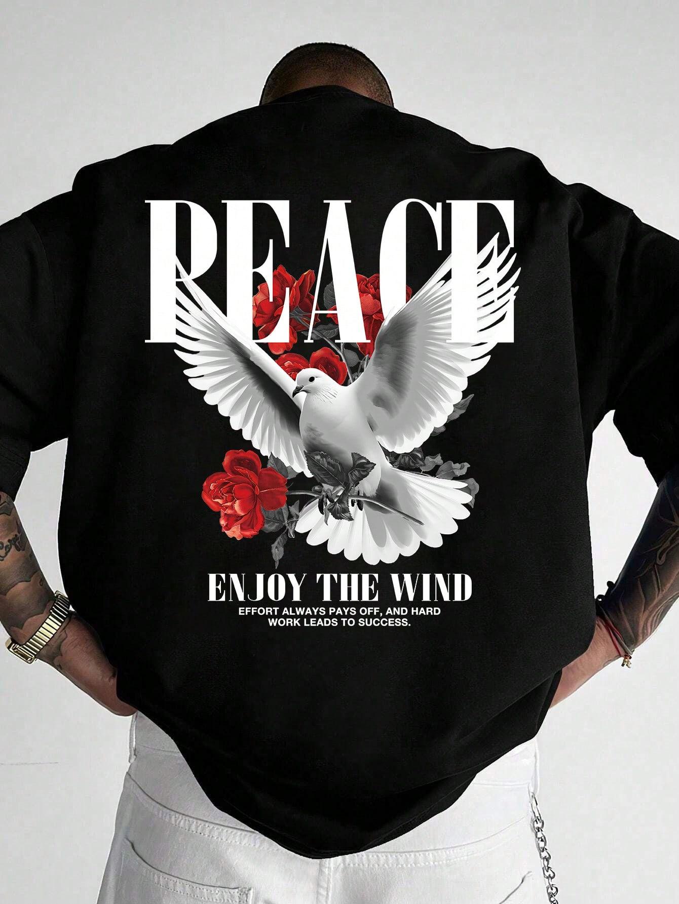 Men StreetStyle Retro Red Rose and Peace English Graphic Pattern Black Knitted Loose Vintage Short Sleeve TShirt Suitable 4XL
Men StreetStyle Retro Red Rose and Peace English Graphic Pattern Black Knitted Loose Vintage Short Sleeve TShirt Suitable 4XL