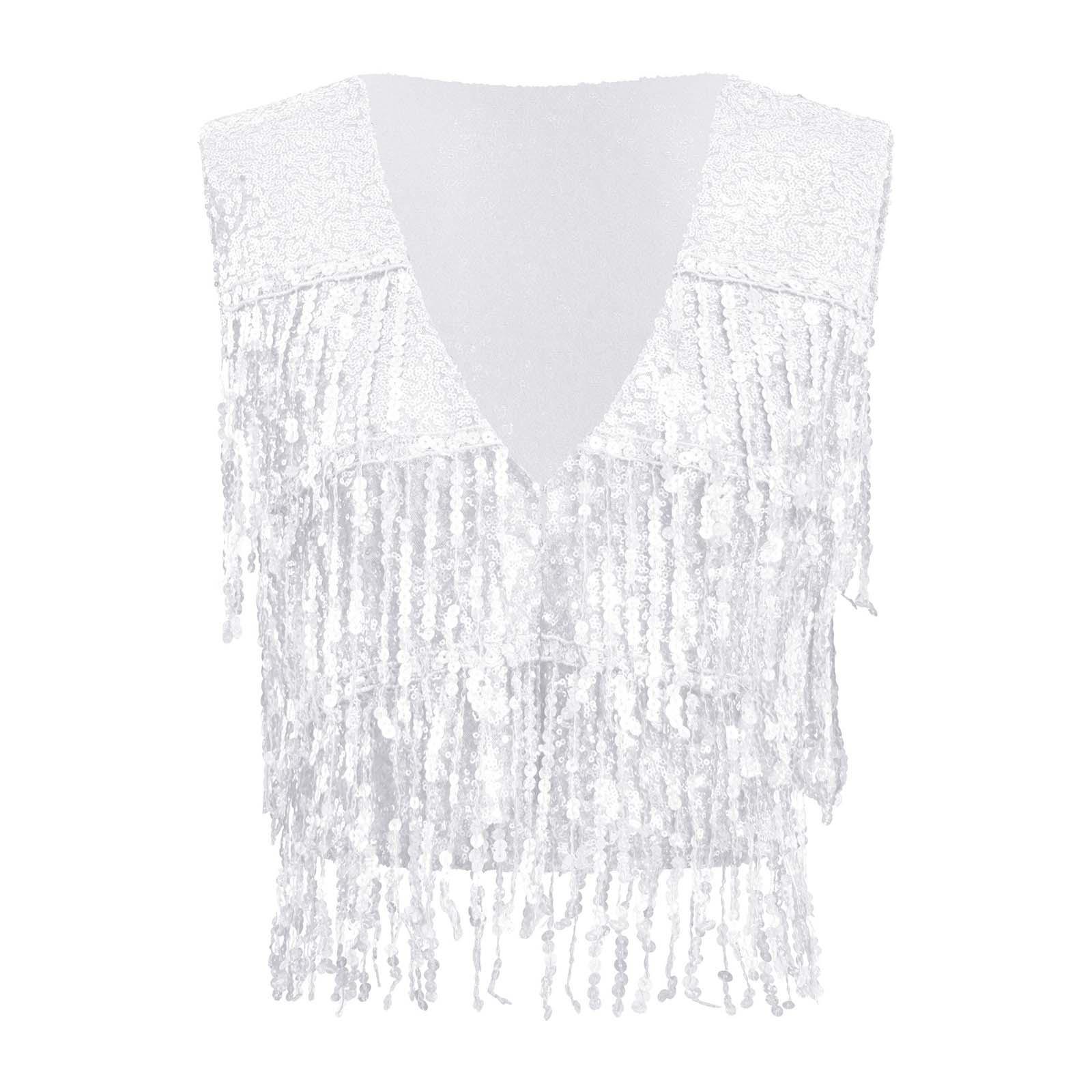 Жіночий блискучий клубний жилет з паєтками та китицями, без рукавів, з глітером, жилет з паєтками по всій поверхні, V-подібним вирізом, відкритим передом, топ для танцювального фестивалю M срібний
Жіночий блискучий клубний жилет з паєтками та китицями, без рукавів, з глітером, жилет з паєтками по всій поверхні, V-подібним вирізом, відкритим передом, топ для танцювального фестивалю M срібний