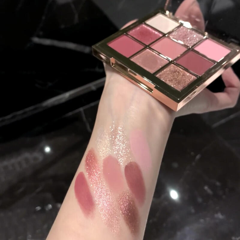 Палетка теней для век 9 цветов - Матовые и мерцающие нюдовые оттенки для стойкого макияжа, Компактный набор для макияжа с зеркалом 01