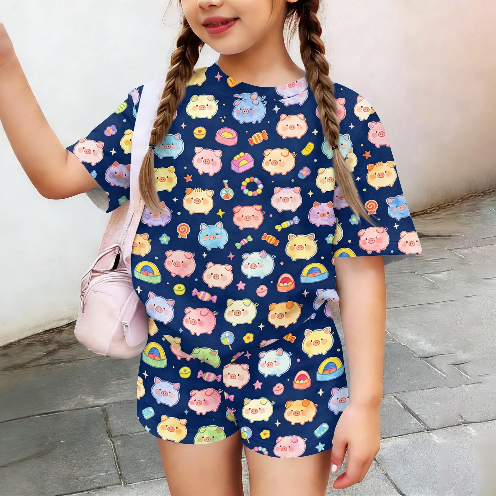 Kids Casual Short Sleeve Top and Shorts Set Lightweight Soft Fabric Animal Print Summer Outfit for Toddlers and Children 100
Kids Casual Short Sleeve Top and Shorts Set Lightweight Soft Fabric Animal Print Summer Outfit for Toddlers and Children 100