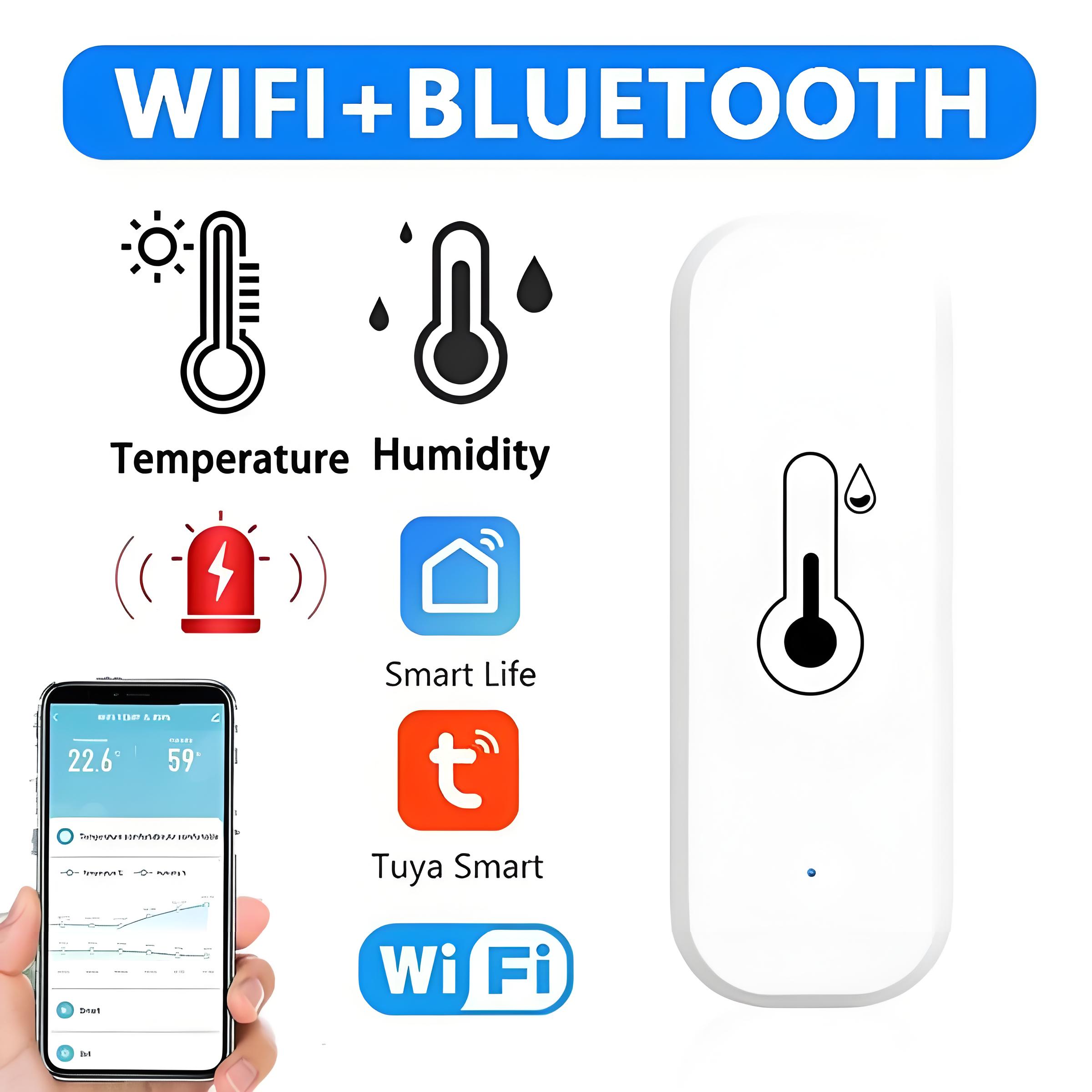 Tuya Smart Датчик температуры и влажности с питанием от батареи WiFi + Bluetooth Умный домашний гигрометр Термометр Монитор
Tuya Smart Датчик температуры и влажности с питанием от батареи WiFi + Bluetooth Умный домашний гигрометр Термометр Монитор