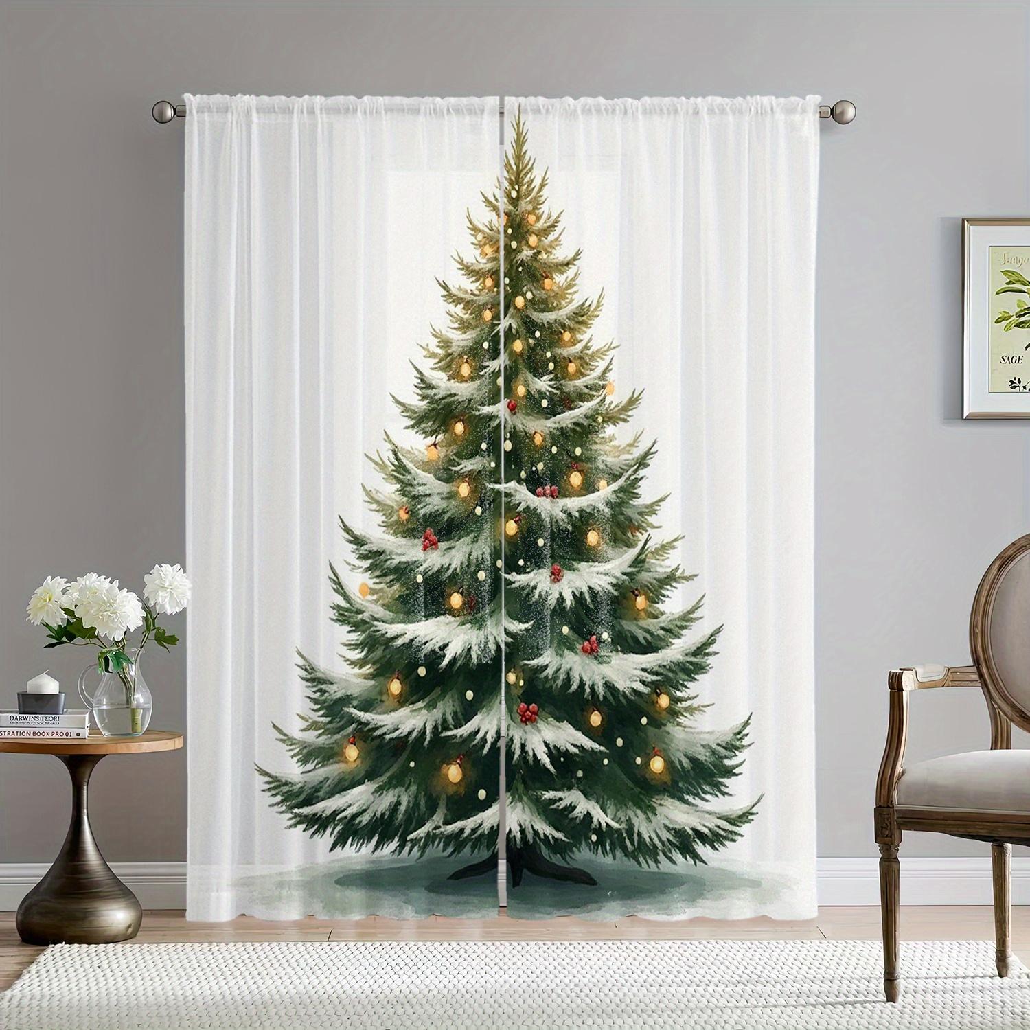 Christmas Tree Curtains Green White Semi Polyester Living Room Bedroom Light Filtering Set Of 2 Made With Rod Pocket Machine Washable Area Decor W100*H70(CM)-Hooks&2PCS
Christmas Tree Curtains Green White Semi Polyester Living Room Bedroom Light Filtering Set Of 2 Made With Rod Pocket Machine Washable Area Decor W100*H70(CM)-Hooks&2PCS