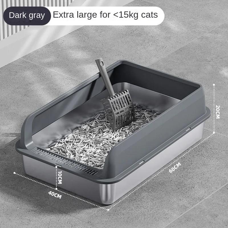 60X40 Extra Large Cat Litter Box Stainless Steel Semi-closed Cat Toilet with Shovel Cats Litter Box High Anti-Splash Pet Product темно-серого
60X40 Extra Large Cat Litter Box Stainless Steel Semi-closed Cat Toilet with Shovel Cats Litter Box High Anti-Splash Pet Product темно-серого
