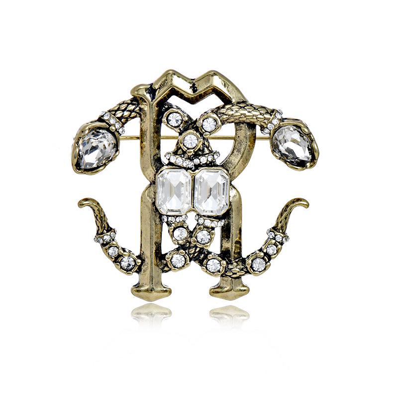 Винтажная средневековая легкая роскошная хрустальная брошь в виде змеи со знаком зодиака