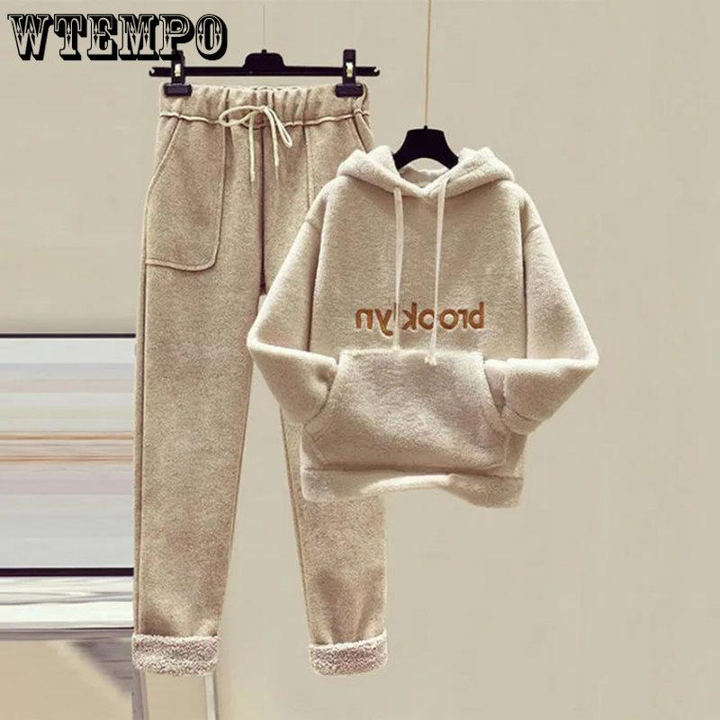 WTEMPO Зимний комплект из двух предметов для женщин в корейском стиле, свободный, плюс бархатные утолщенные штаны из овечьей шерсти, женский повседневный однотонный теплый костюм
WTEMPO Зимний комплект из двух предметов для женщин в корейском стиле, свободный, плюс бархатные утолщенные штаны из овечьей шерсти, женский повседневный однотонный теплый костюм