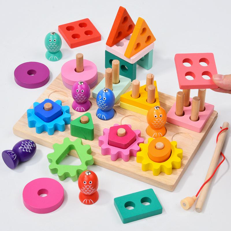 Wooden Geometric Shape Matching Board: Educational Toy for Toddlers with Magnetic Fishing, Stacking Rings, and Gears
Wooden Geometric Shape Matching Board: Educational Toy for Toddlers with Magnetic Fishing, Stacking Rings, and Gears