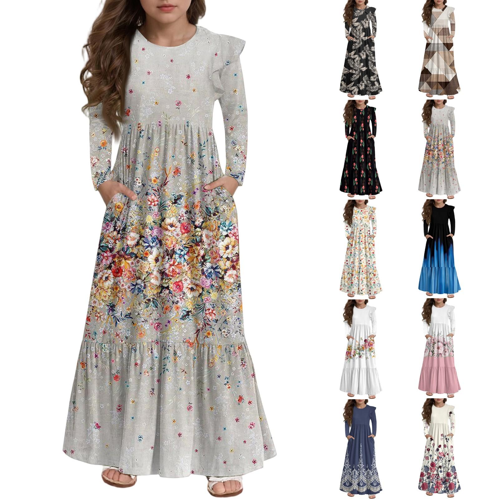 Girls Tiered Ruffle Dress - Long Sleeve Printed Maxi With Pockets 160 білий
Girls Tiered Ruffle Dress - Long Sleeve Printed Maxi With Pockets 160 білий