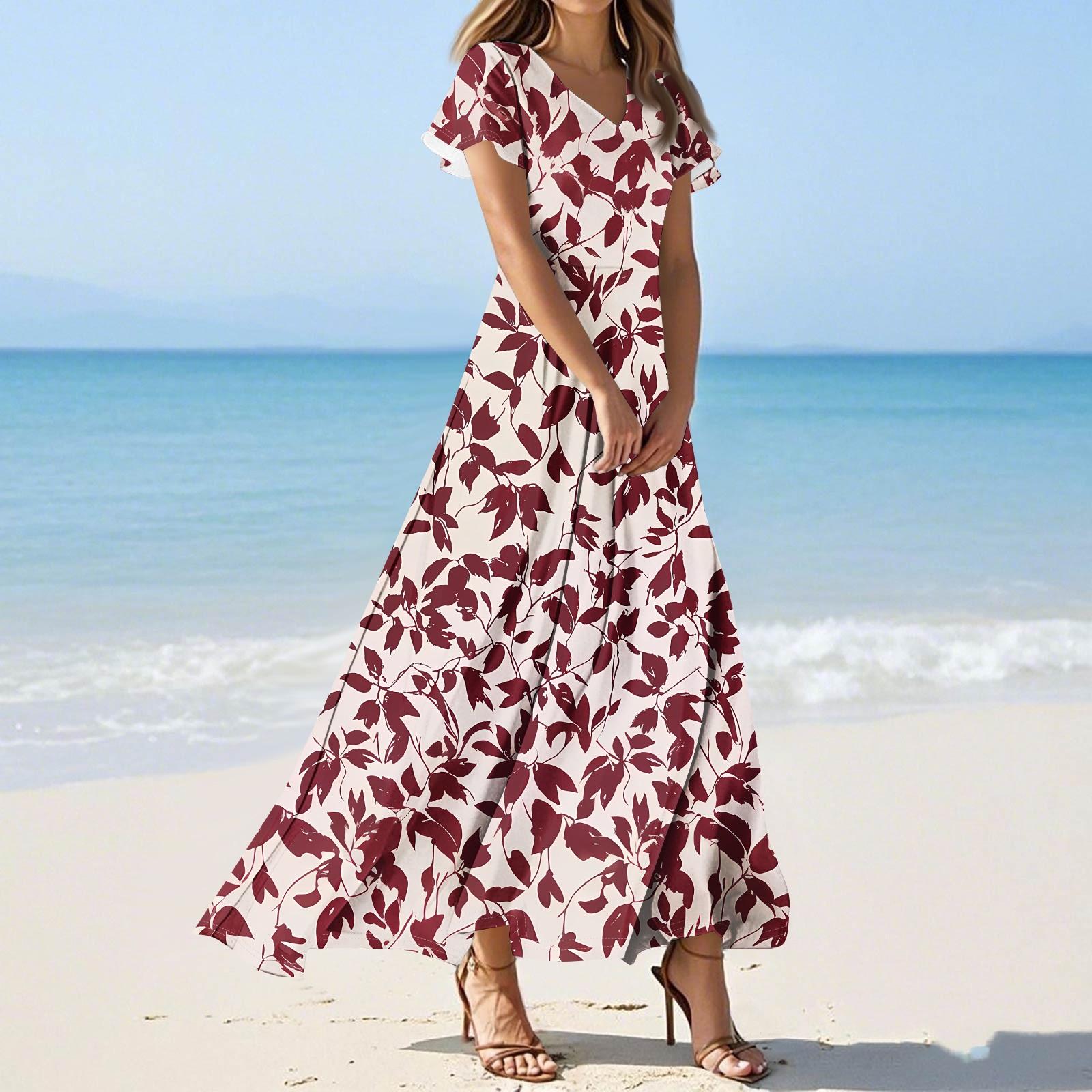 Женские повседневные модные длинные платья с принтом, платья с V-образным вырезом и коротким рукавом S винный
Женские повседневные модные длинные платья с принтом, платья с V-образным вырезом и коротким рукавом S винный