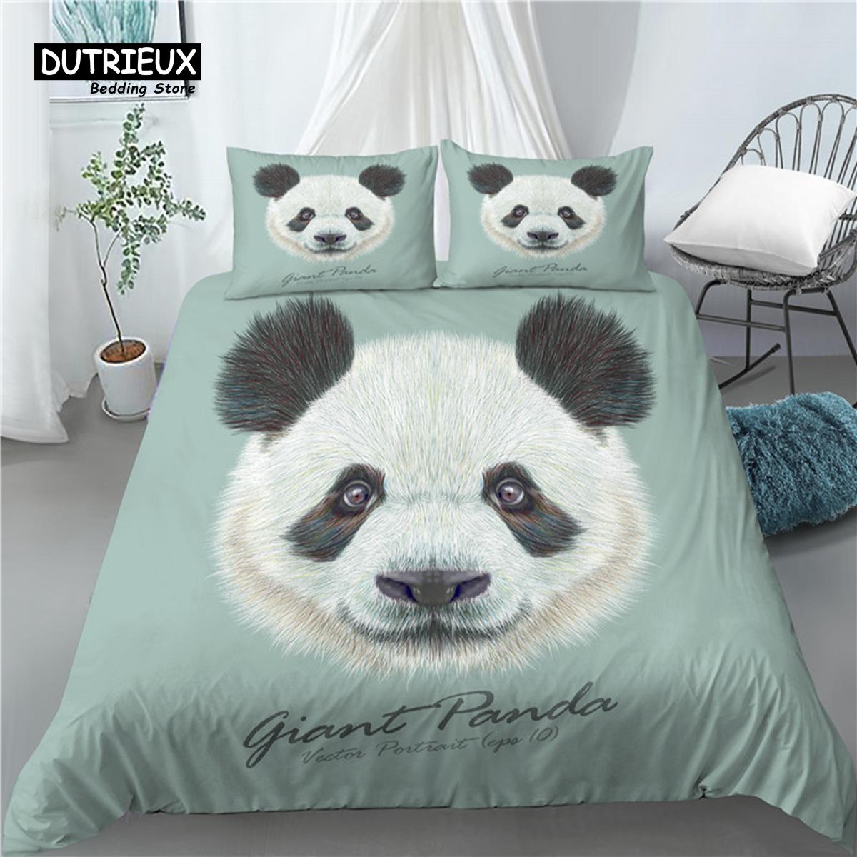 Главная Жизнь Роскошь 3D Панда Принт 2/3 шт Удобный Пододеяльник Наволочка Постельное белье Размер ЕС/США/Австралия EU single(135x200cm)