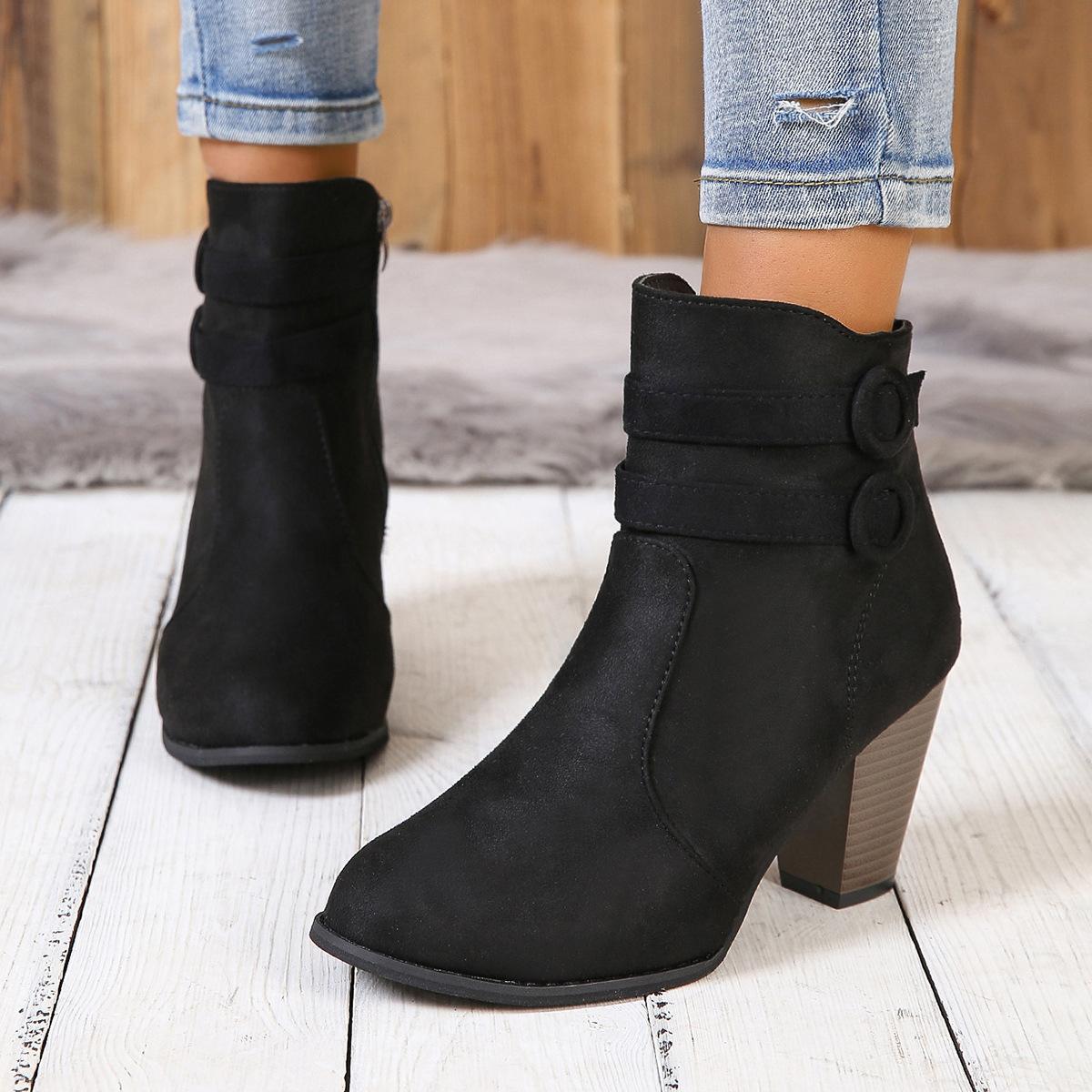 Large size women s shoes thick heel short boots autumn and winter belt buckle high heel bare boots side zipper Martin boots women 35
Large size women s shoes thick heel short boots autumn and winter belt buckle high heel bare boots side zipper Martin boots women 35