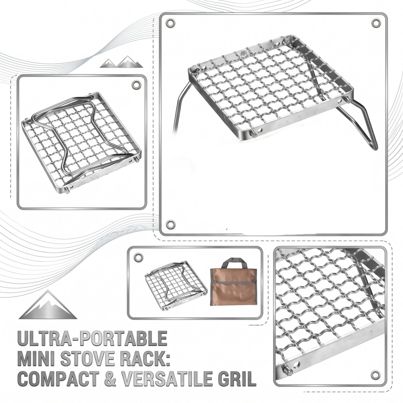 Foldable Mini Grill Stand MS-1011 Stainless Steel Portable BBQ Rack Compatible with Gas Stoves Compact Design for Outdoor Cooking one size срібний
Foldable Mini Grill Stand MS-1011 Stainless Steel Portable BBQ Rack Compatible with Gas Stoves Compact Design for Outdoor Cooking one size срібний