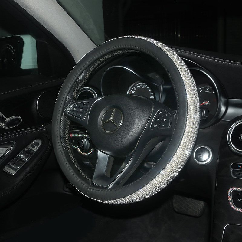 Diamond-Studded Genuine Leather Car Steering Wheel Cover, All-Season Sweat-Absorbent Non-Slip First-Layer Cowhide Diamond-Studded Trendy Handle Cover Black Genuine Leather Diamond Steering Wheel Cover
Diamond-Studded Genuine Leather Car Steering Wheel Cover, All-Season Sweat-Absorbent Non-Slip First-Layer Cowhide Diamond-Studded Trendy Handle Cover Black Genuine Leather Diamond Steering Wheel Cover