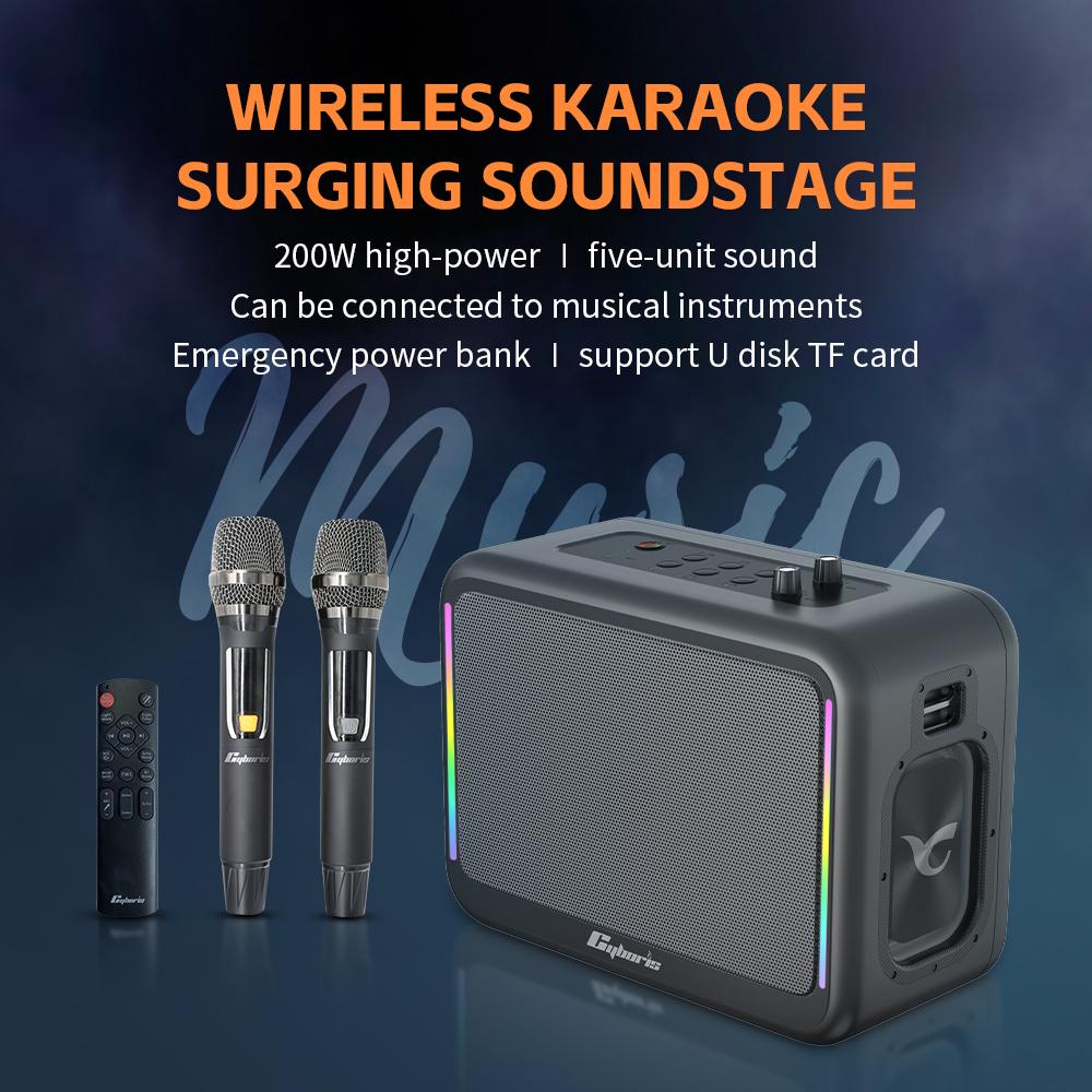 CYBORIS X14 200W High Power Outdoor Karaoke TWS Bluetooth-compatible Speaker with Microphone and Remote Type A 
CYBORIS X14 200W High Power Outdoor Karaoke TWS Bluetooth-compatible Speaker with Microphone and Remote Type A
