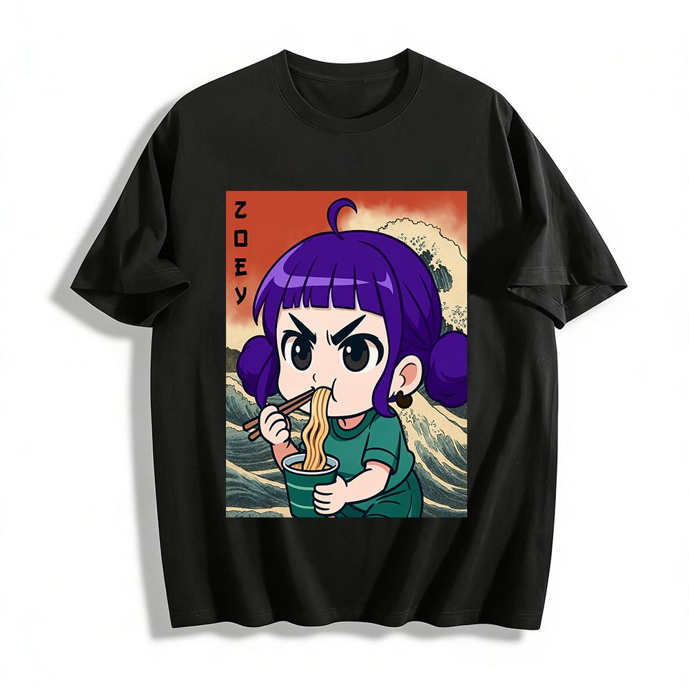 Funny Purple Hair Girl Eating Ramen Great Wave off Kanagawa Print T-Shirt Unisex Casual Loose Short Sleeve Top Pure cotton T-shirt 6XL
Funny Purple Hair Girl Eating Ramen Great Wave off Kanagawa Print T-Shirt Unisex Casual Loose Short Sleeve Top Pure cotton T-shirt 6XL