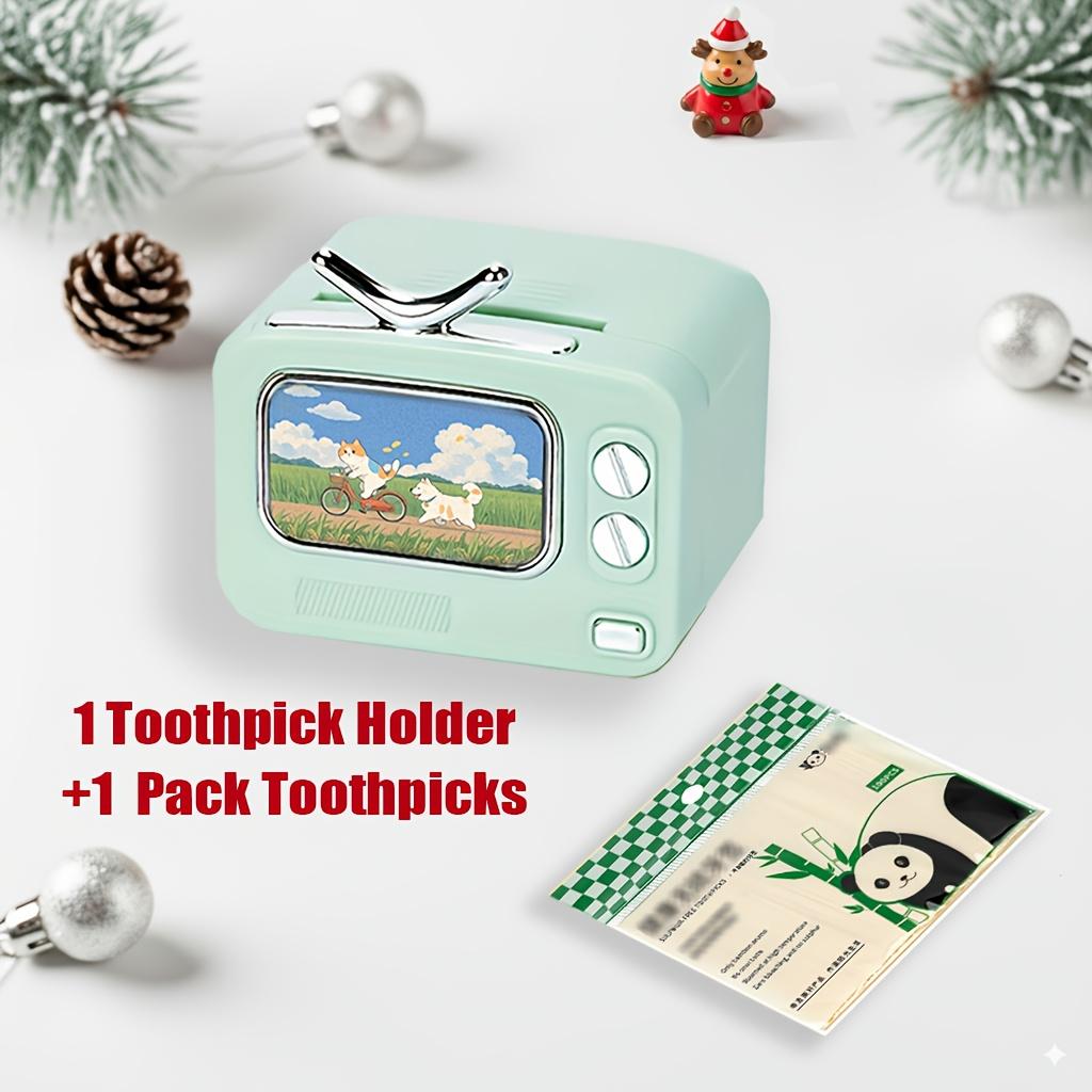 Retro TV Toothpick Holder, automatic pop-up design, decorative for kitchen and home, perfect as holiday gifts. Green
Retro TV Toothpick Holder, automatic pop-up design, decorative for kitchen and home, perfect as holiday gifts. Green