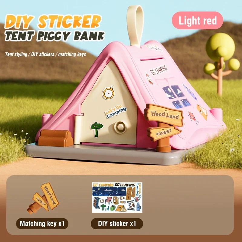 Animation Tent Kid Bank Piggy Bank Handle Diy Stickers Large Capacity Money Saving Coin Box Pretend Management Toys Birthday Gifts
Animation Tent Kid Bank Piggy Bank Handle Diy Stickers Large Capacity Money Saving Coin Box Pretend Management Toys Birthday Gifts