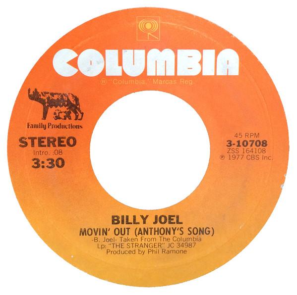 7inch Record BILLY JOEL - Movin Out (Anthony s Song) 310708 Columbia, Famil 1978 US Rock Used
7inch Record BILLY JOEL - Movin Out (Anthony s Song) 310708 Columbia, Famil 1978 US Rock Used