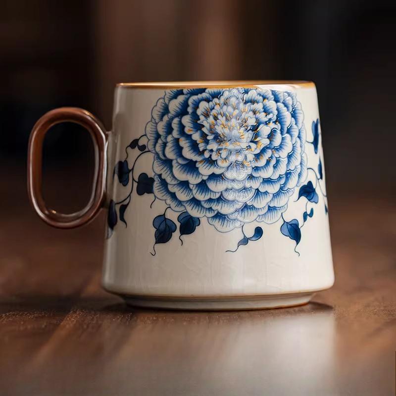 Ru Kiln Cracking Peony Mug with Handle Tea Cup Office Chinese Style Tea Cup Home Master s Cup Large Capacity Drinking Utensils 200-400ml
Ru Kiln Cracking Peony Mug with Handle Tea Cup Office Chinese Style Tea Cup Home Master s Cup Large Capacity Drinking Utensils 200-400ml