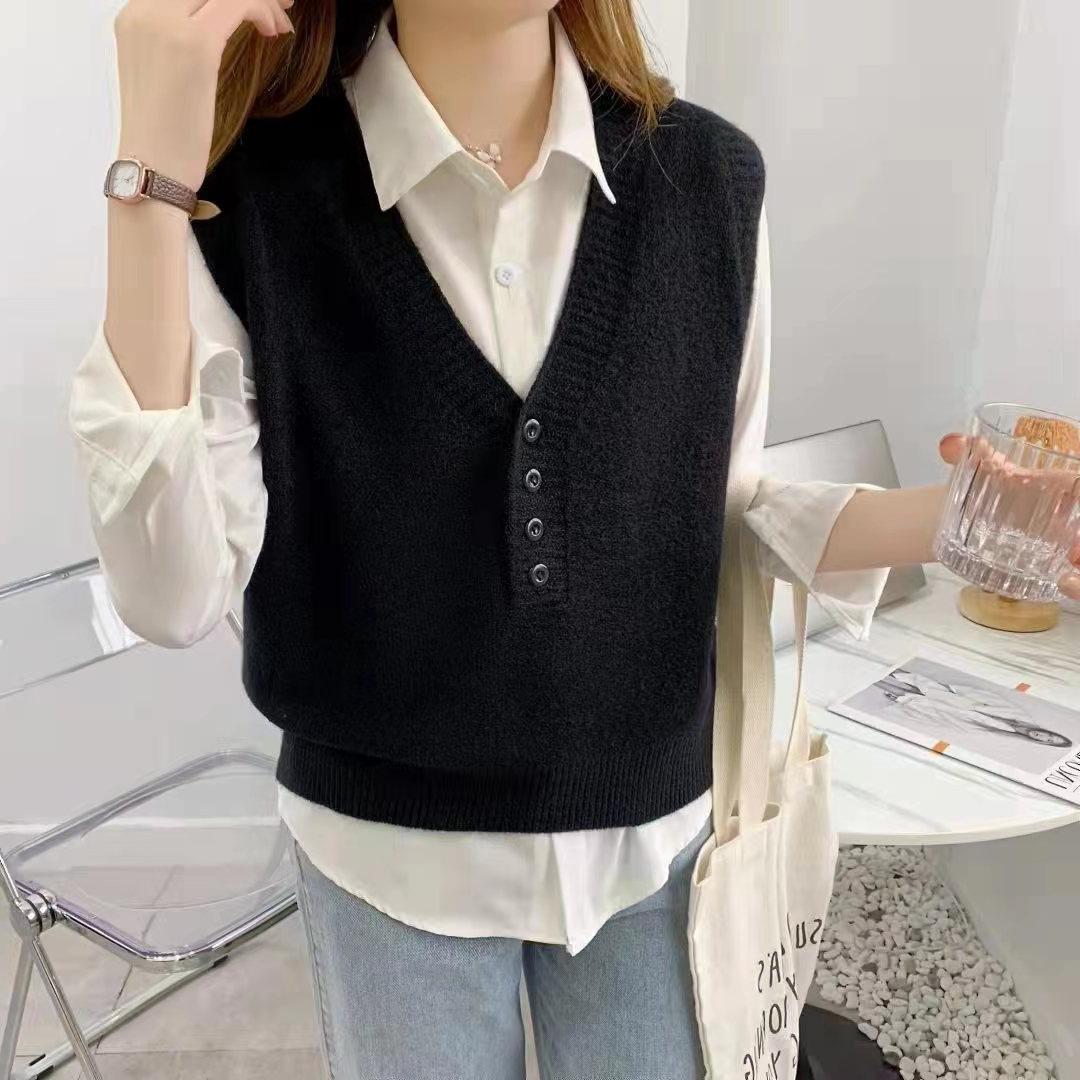 Женский вязаный жилет свободного кроя для многослойности, свитер без рукавов для ношения в любое время года One Size чёрный
Женский вязаный жилет свободного кроя для многослойности, свитер без рукавов для ношения в любое время года One Size чёрный