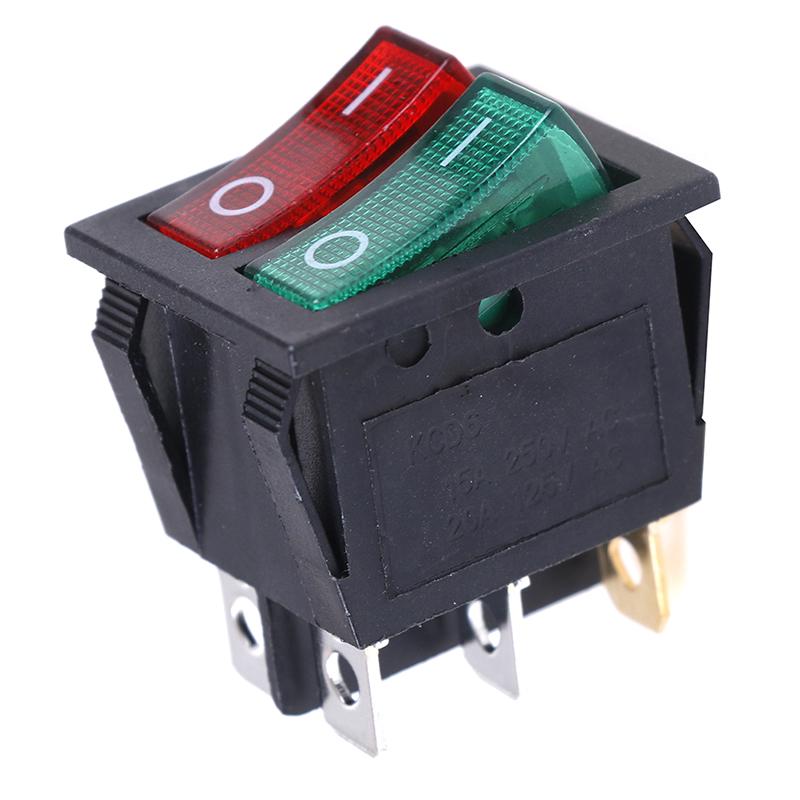 6 Pin On/Off Double Spst Rocker Boat Switch 250V/15A 125V/20A Red Green Light One Size
6 Pin On/Off Double Spst Rocker Boat Switch 250V/15A 125V/20A Red Green Light One Size