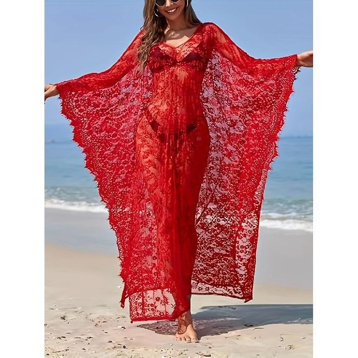 Сексуальная накидка большого размера, Женское однотонное черное прозрачное кружевное платье-макси с рукавами «летучая мышь», завязками сзади, свободного кроя, пляжный кафтан One-size красный
Сексуальная накидка большого размера, Женское однотонное черное прозрачное кружевное платье-макси с рукавами «летучая мышь», завязками сзади, свободного кроя, пляжный кафтан One-size красный