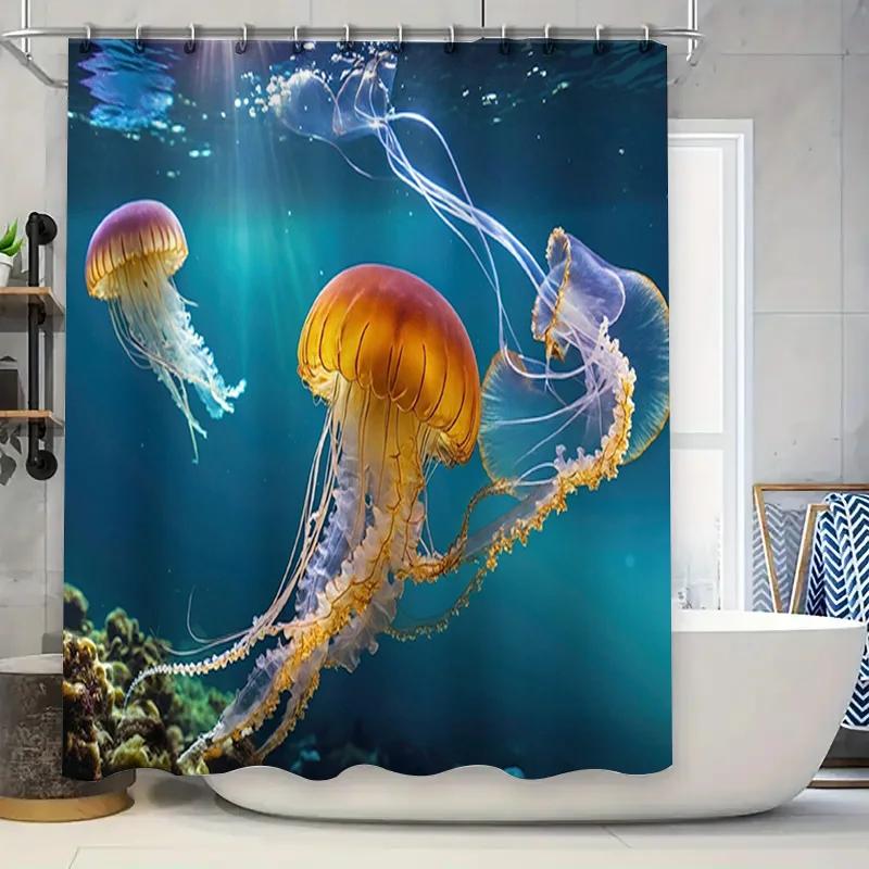 Blue Ocean Jellyfish Shower Curtain Vivid Underwater Scene Print Home Decor Watermelon Bathing Room Accessories W90xH180cm
Blue Ocean Jellyfish Shower Curtain Vivid Underwater Scene Print Home Decor Watermelon Bathing Room Accessories W90xH180cm
