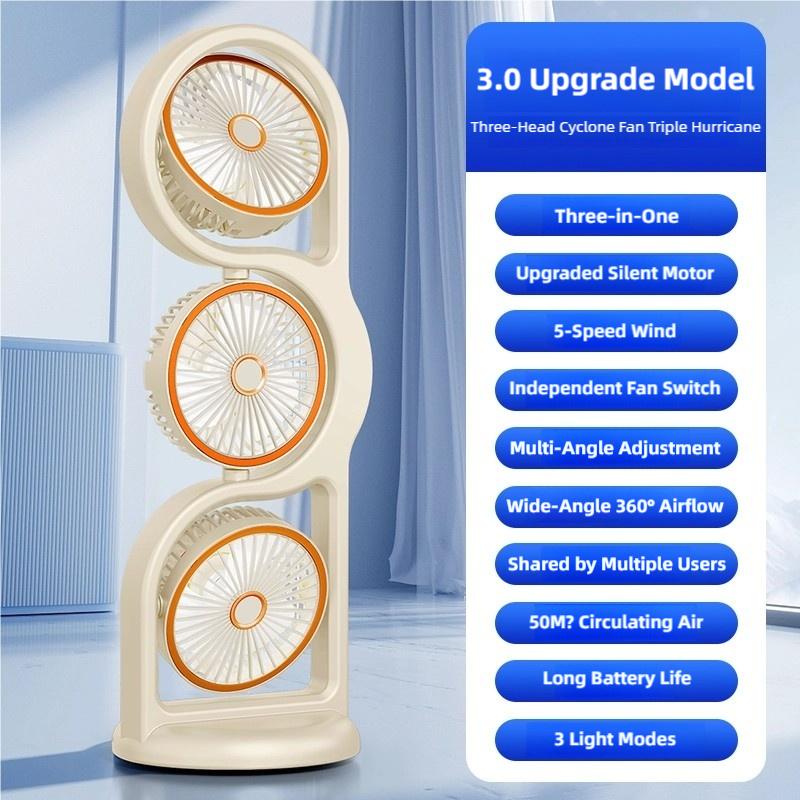 New Portable USB Rechargeable Three-Head Fan 360° Circulation, 5-Speed Wind, Dormitory And Outdoor Desktop Fan белый
New Portable USB Rechargeable Three-Head Fan 360° Circulation, 5-Speed Wind, Dormitory And Outdoor Desktop Fan белый