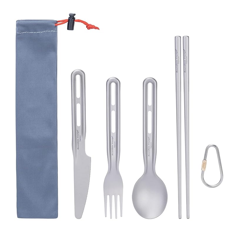 Boundless Voyage titanium cutlery 4 piece set Fork/Spoon/Knife/Chopsticks With carabiner lightweight sturdy compact titanium tableware outdoor cooking
Boundless Voyage titanium cutlery 4 piece set Fork/Spoon/Knife/Chopsticks With carabiner lightweight sturdy compact titanium tableware outdoor cooking