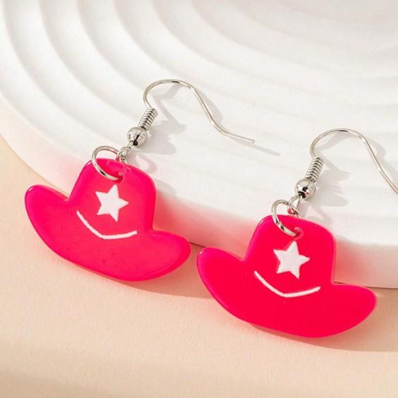 A pair of cute sweet acrylic pink five-star hat earrings, fashionable bright pink print women s party vacation gift рожевий червоний колір
A pair of cute sweet acrylic pink five-star hat earrings, fashionable bright pink print women s party vacation gift рожевий червоний колір