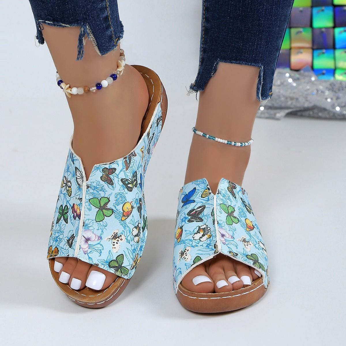 Women s Slippers New Slope Heel Flower Butterfly Pattern Fish Mouth Slippers Soft Sole Fashion Thick Sole Comfortable Sandals
Women s Slippers New Slope Heel Flower Butterfly Pattern Fish Mouth Slippers Soft Sole Fashion Thick Sole Comfortable Sandals