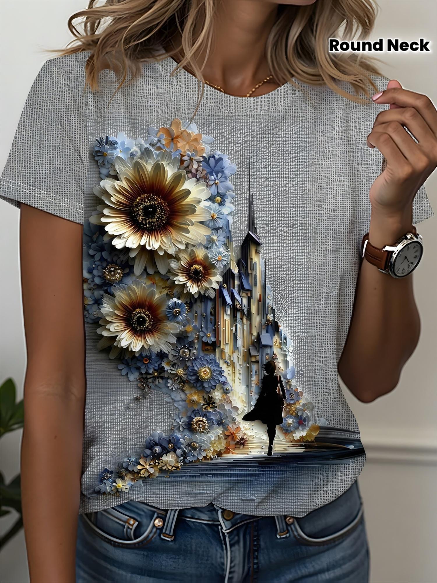 Women s Short-Sleeve Waffle T-Shirt with 3D Floral ; CityscapeSilhouette Print - Light Gray Round Neck Casual Top. Soft Breathable Fabric Suitable for L дубильная кора
Women s Short-Sleeve Waffle T-Shirt with 3D Floral ; CityscapeSilhouette Print - Light Gray Round Neck Casual Top. Soft Breathable Fabric Suitable for L дубильная кора