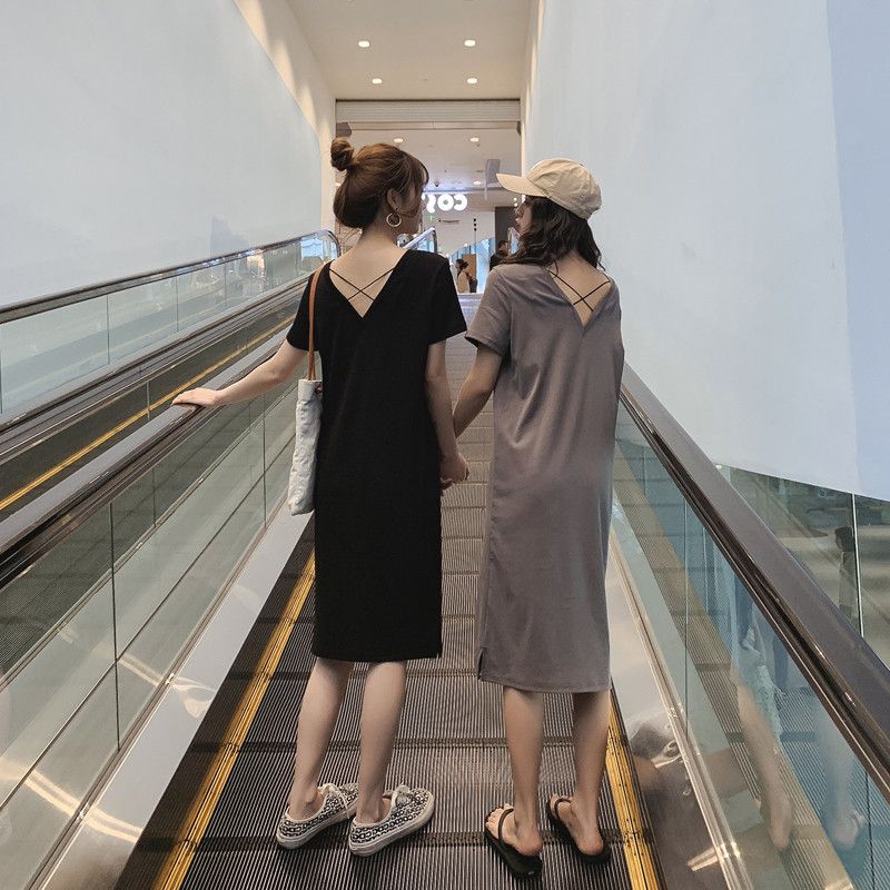 Spring/Summer Loose V-neck Backless Cotton T-shirt Dress Dark gray 2XL
Spring/Summer Loose V-neck Backless Cotton T-shirt Dress Dark gray 2XL