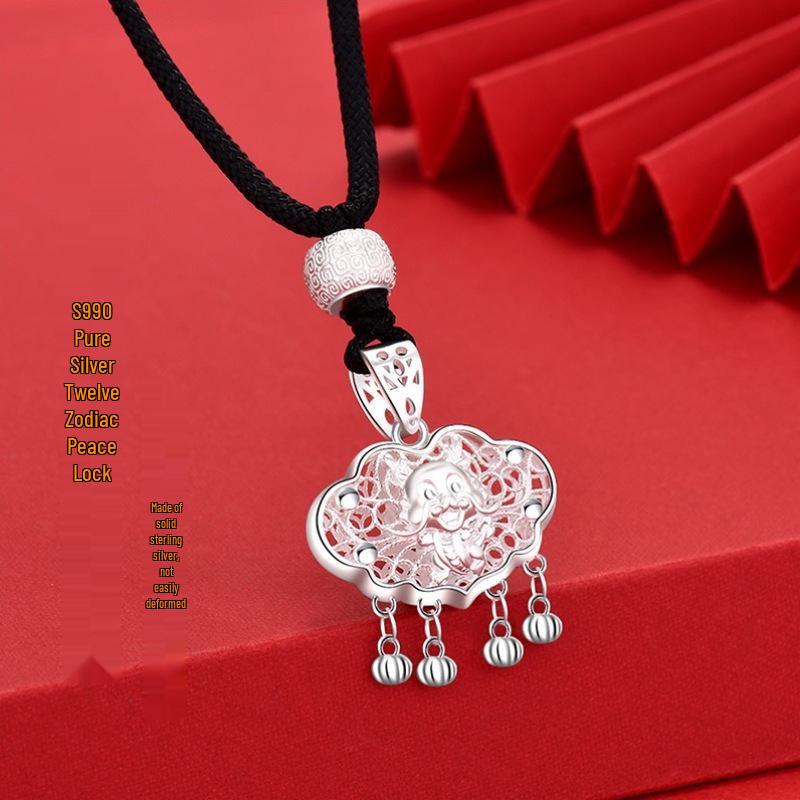 Sterling Silver Zodiac Peace Lock: Wealth, Luck & Longevity Charm Black rope, single bead
Sterling Silver Zodiac Peace Lock: Wealth, Luck & Longevity Charm Black rope, single bead