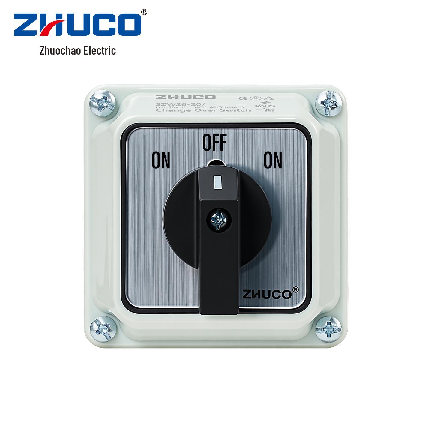 Zhuochao SZW26-20/D303.3BF ON-OFF-ON 3-Speed Universal Changeover Switch with Protective Box
Zhuochao SZW26-20/D303.3BF ON-OFF-ON 3-Speed Universal Changeover Switch with Protective Box