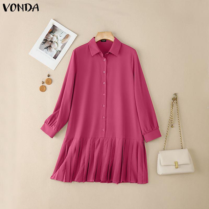 VONDA Элегантное женское повседневное платье-рубашка с лацканами, длинными рукавами и оборками 5XL темно-розовый
VONDA Элегантное женское повседневное платье-рубашка с лацканами, длинными рукавами и оборками 5XL темно-розовый