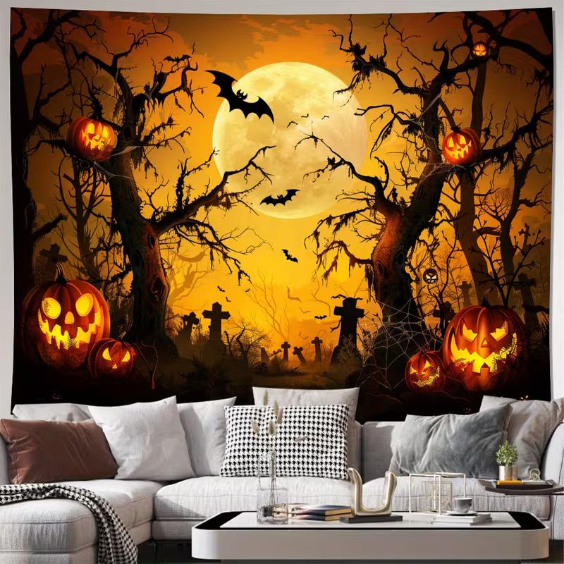 2D Spooky Halloween Night Tapestry, Glowing Pumpkins & Full Moon Background Cloth 47.2x31.5inch/120*80cm
2D Spooky Halloween Night Tapestry, Glowing Pumpkins & Full Moon Background Cloth 47.2x31.5inch/120*80cm